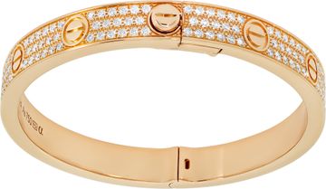 Cartier Love bracelet in 18k rose gold diamond pave size 17