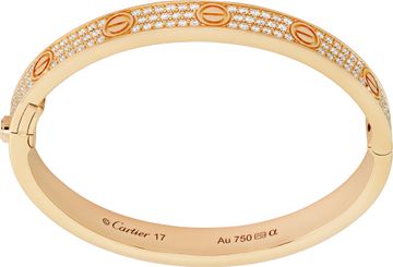 Cartier Love bracelet in 18k rose gold diamond pave size 17