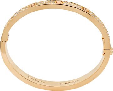 Cartier Love bracelet in 18k rose gold diamond pave size 17