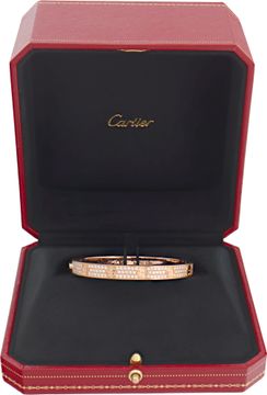 Cartier Love bracelet in 18k rose gold diamond pave size 17