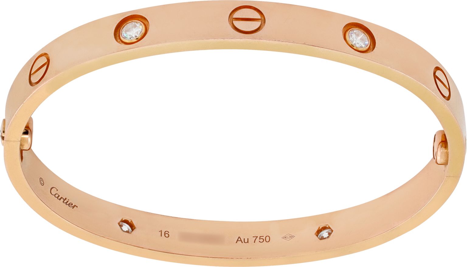 Cartier Love Bracelet In 18k Rose Gold With 4 Diamonds. Size