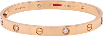 Cartier Love Bracelet in 18k rose gold with 4 diamonds. Size 18. Classic Model.