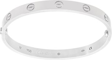 Cartier Love Bracelet In 18k White Gold- Size 17