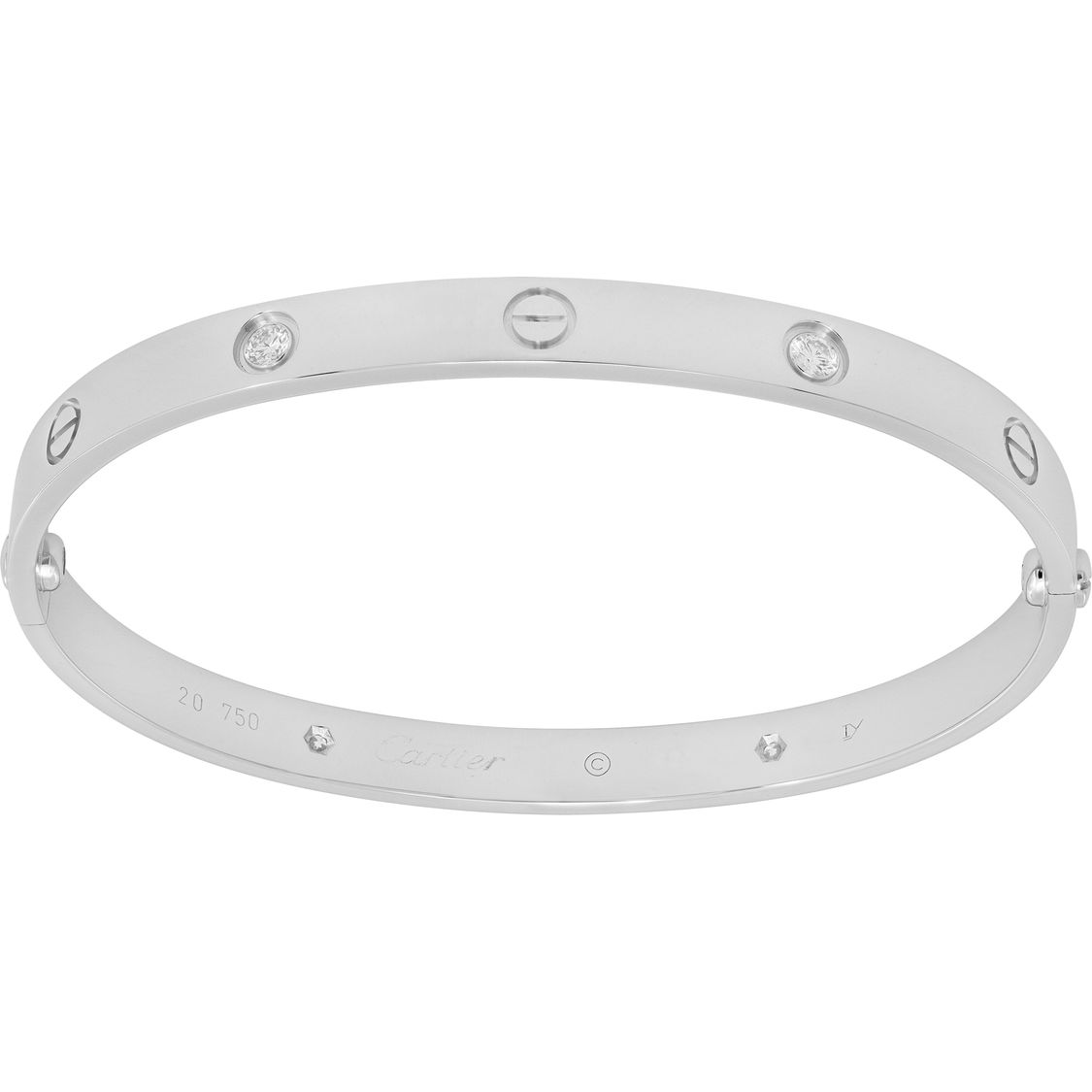 リッチ&シックに見せる【Cartier】bracelet CARTIER LOVE BRACELET 18K WHITE GOLD 6 DIAMONDS Size 16