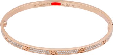 Cartier Love Bracelet, Small Model, Paved in 18k Rose Gold. Size 20. Cartier Love Bracelet, Small Model, Paved in 18k Rose Gold. Size 20. Bracelet Collection