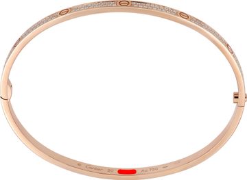 Cartier Love Bracelet, Small Model, Paved in 18k Rose Gold. Size 20.