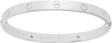Cartier Love Bracelet With 4 Diamonds 18k White Gold