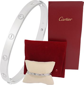 Cartier Love Bracelet With 4 Diamonds 18k White Gold Cartier Love Bracelet With 4 Diamonds 18k White Gold