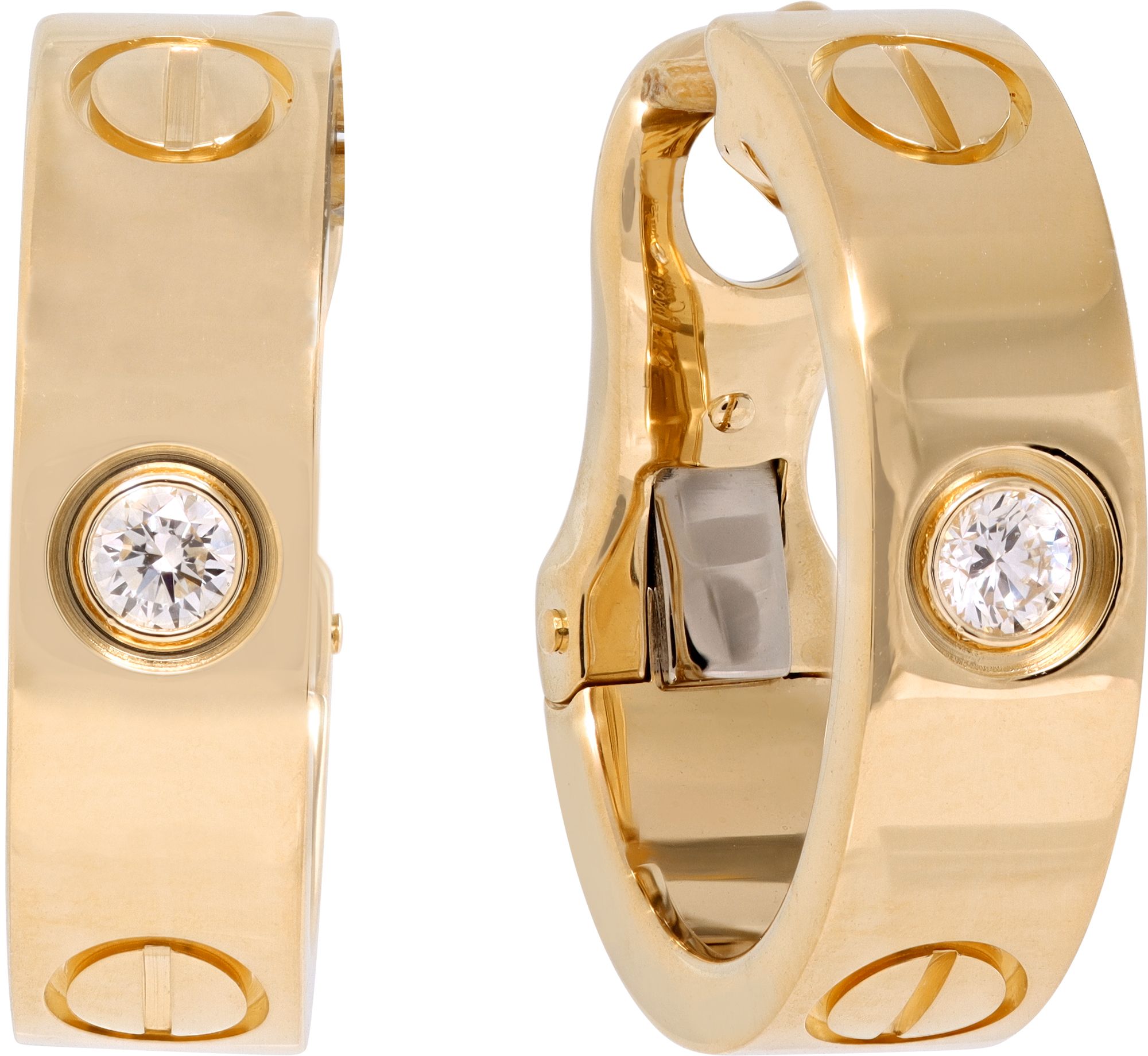 Cartier Love hoop earrings in 18k yellow gold single diamond