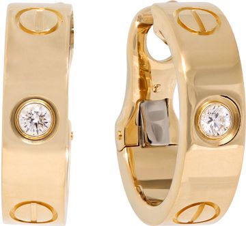 Cartier Love hoop earrings in 18k yellow gold single diamond Cartier Love hoop earrings in 18k yellow gold single diamond Earring Collection