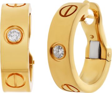 Cartier Love hoop earrings in 18k yellow gold single diamond Cartier Love hoop earrings in 18k yellow gold single diamond