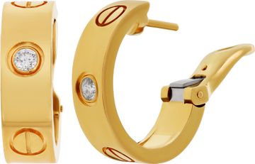 Cartier Love hoop earrings in 18k yellow gold single diamond