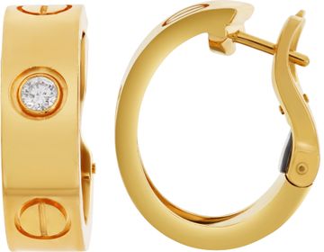 Cartier Love hoop earrings in 18k yellow gold single diamond
