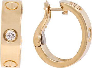 Cartier Love hoop earrings in 18k yellow gold single diamond