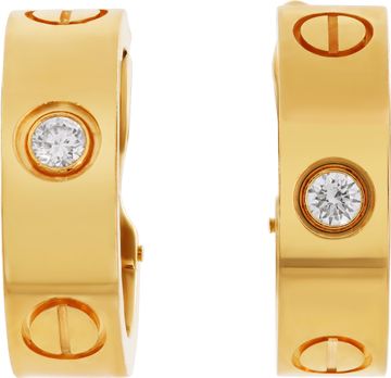 Cartier Love hoop earrings in 18k yellow gold single diamond