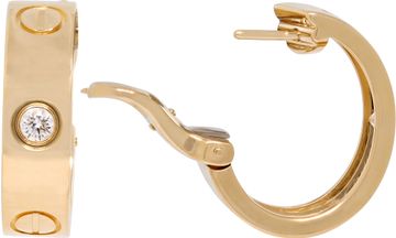 Cartier Love hoop earrings in 18k yellow gold single diamond