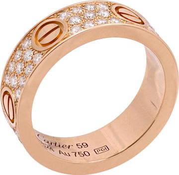 Cartier Love ring, Classic model, paved in 18k rose gold