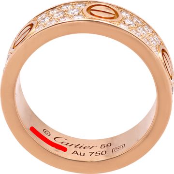 Cartier Love ring, Classic model, paved in 18k rose gold