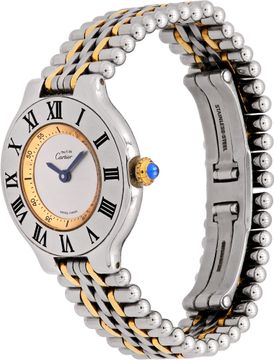 Cartier Must 21 in Stainless Steel with a silver dial and Roman numeral bezel