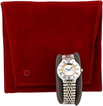 Cartier Must 21 in Stainless Steel with a silver dial and Roman numeral bezel