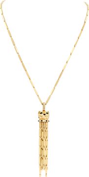 Cartier Panthere Long Tassel pendant necklace with diamonds and emerald eyes 18k