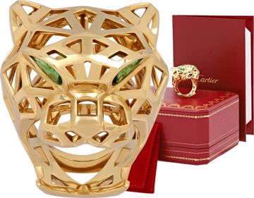 Cartier Panthere ring in 18k yellow gold with green tsavorite eyes and onyx nose Cartier Panthere ring in 18k yellow gold with green tsavorite eyes and onyx nose Ring Collection