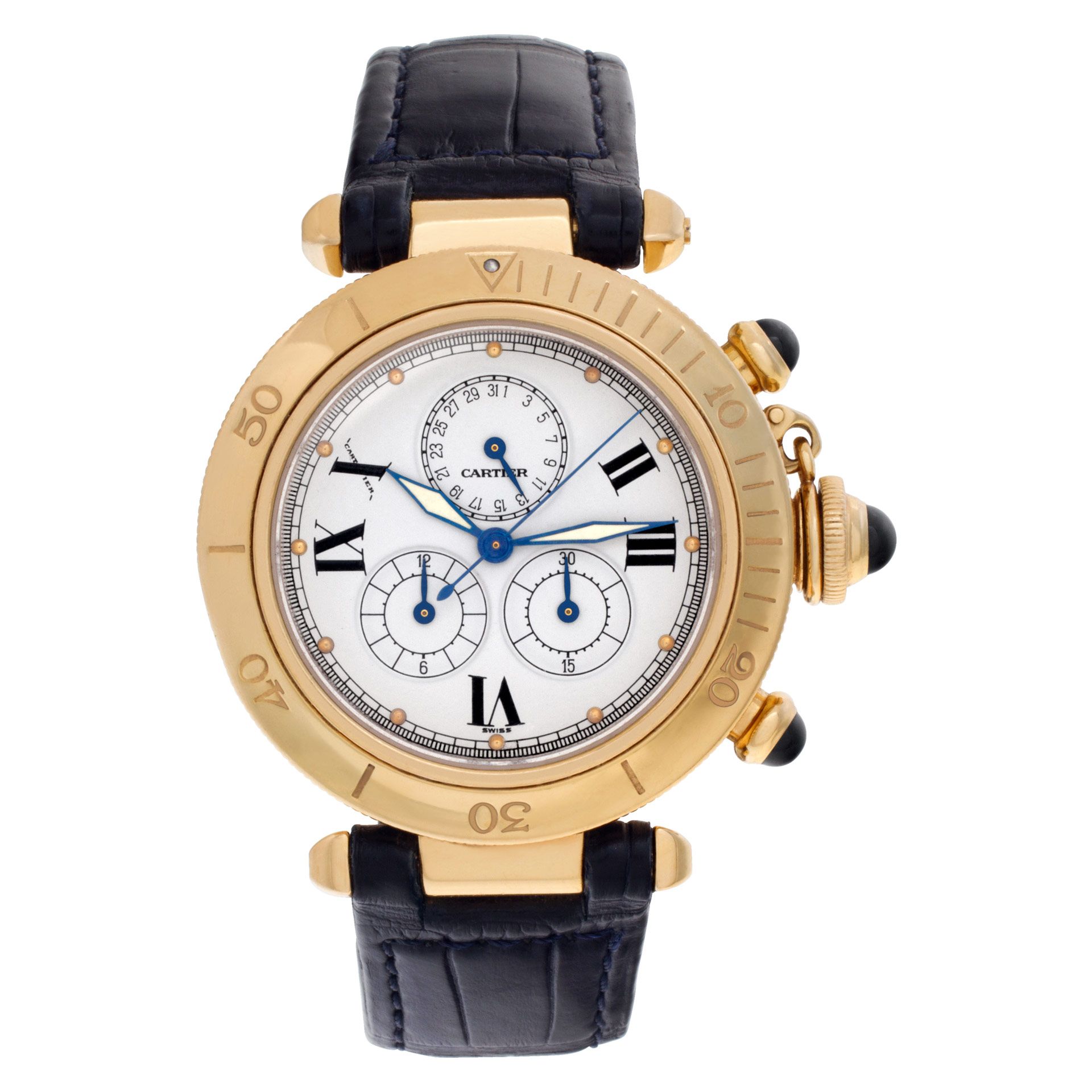 Preowned Cartier Pasha 35 1353 18k White dial 35mm Quartz