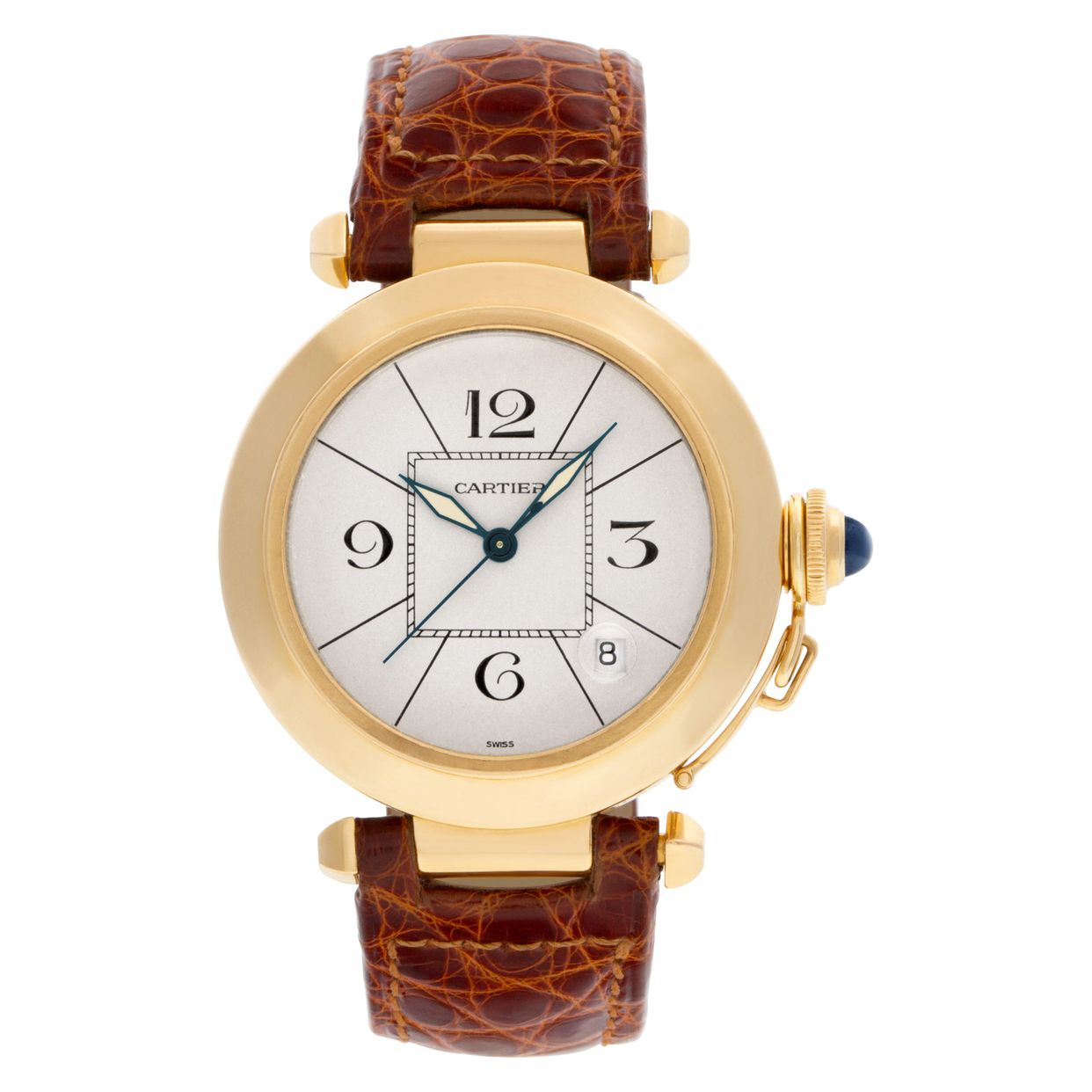 Preowned Cartier Pasha 38mm 820901 18k Silver dial Automatic