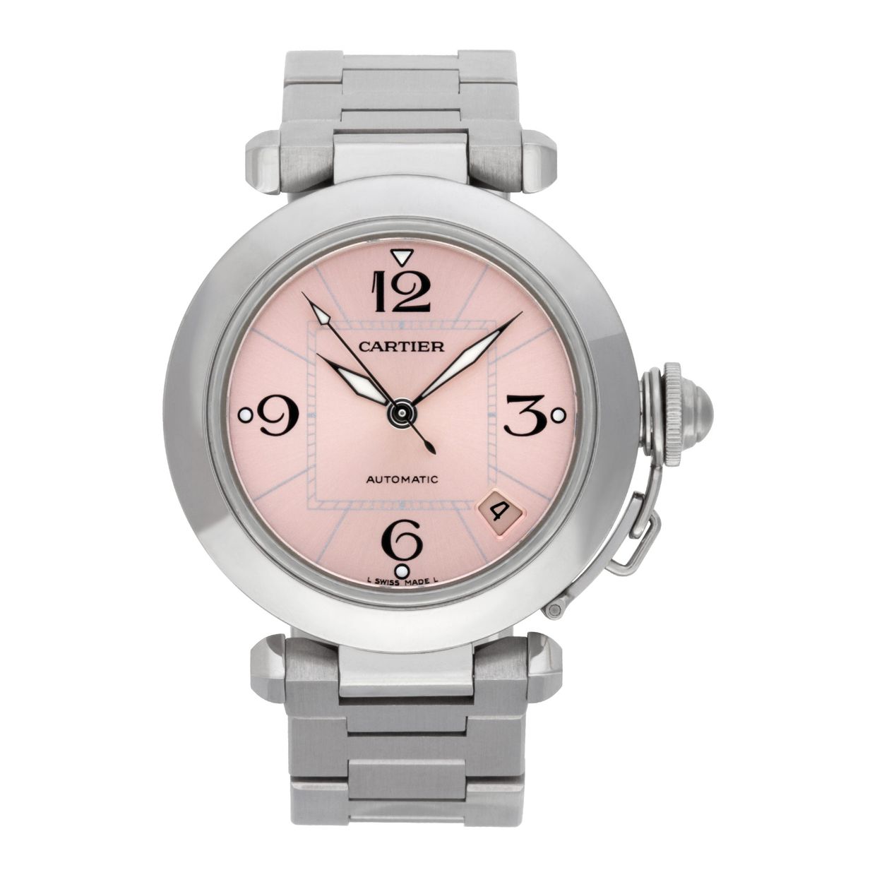 Preowned Cartier Pasha C 2324 Stainless Steel Salmon dial