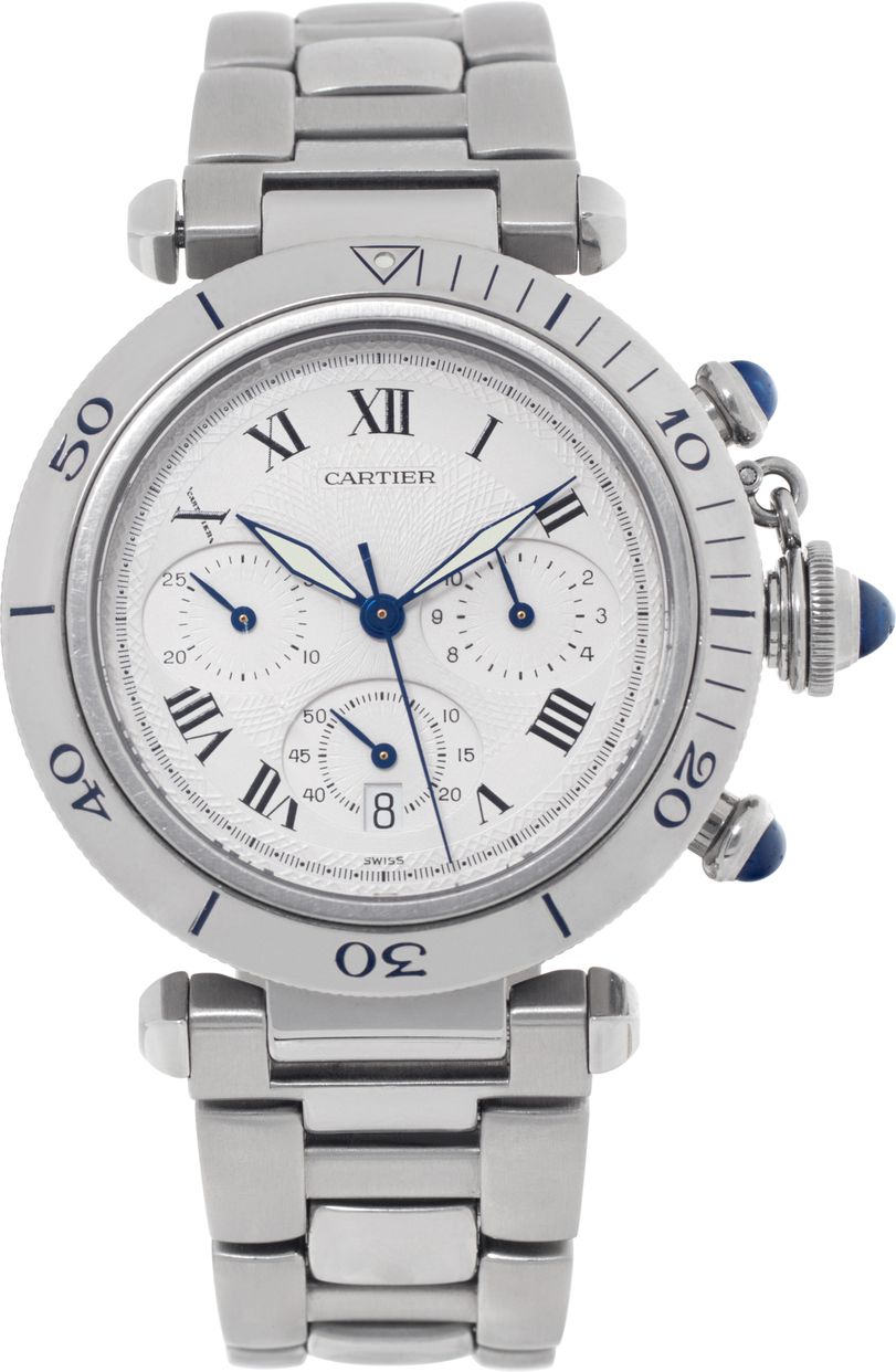 Pre-owned Cartier Pasha Chronograph 1050 Stainless Steel | Gray & Sons