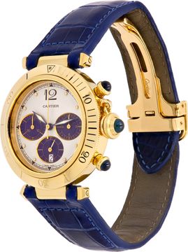 Cartier Pasha Chronograph 30009 18k Yellow Gold Cream dial 38mm Quartz watch