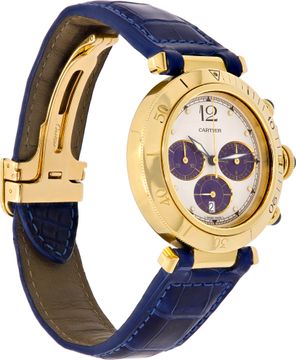Cartier Pasha Chronograph 30009 18k Yellow Gold Cream dial 38mm Quartz watch