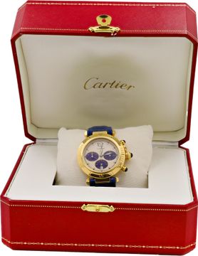 Cartier Pasha Chronograph 30009 18k Yellow Gold Cream dial 38mm Quartz watch