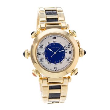 Cartier Pasha Golf W30010C1 3001 Yellow Gold Silver dial 38mm Quartz