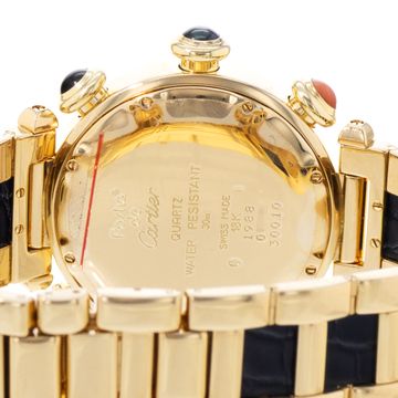 Cartier Pasha Golf W30010C1 3001 Yellow Gold Silver dial 38mm Quartz