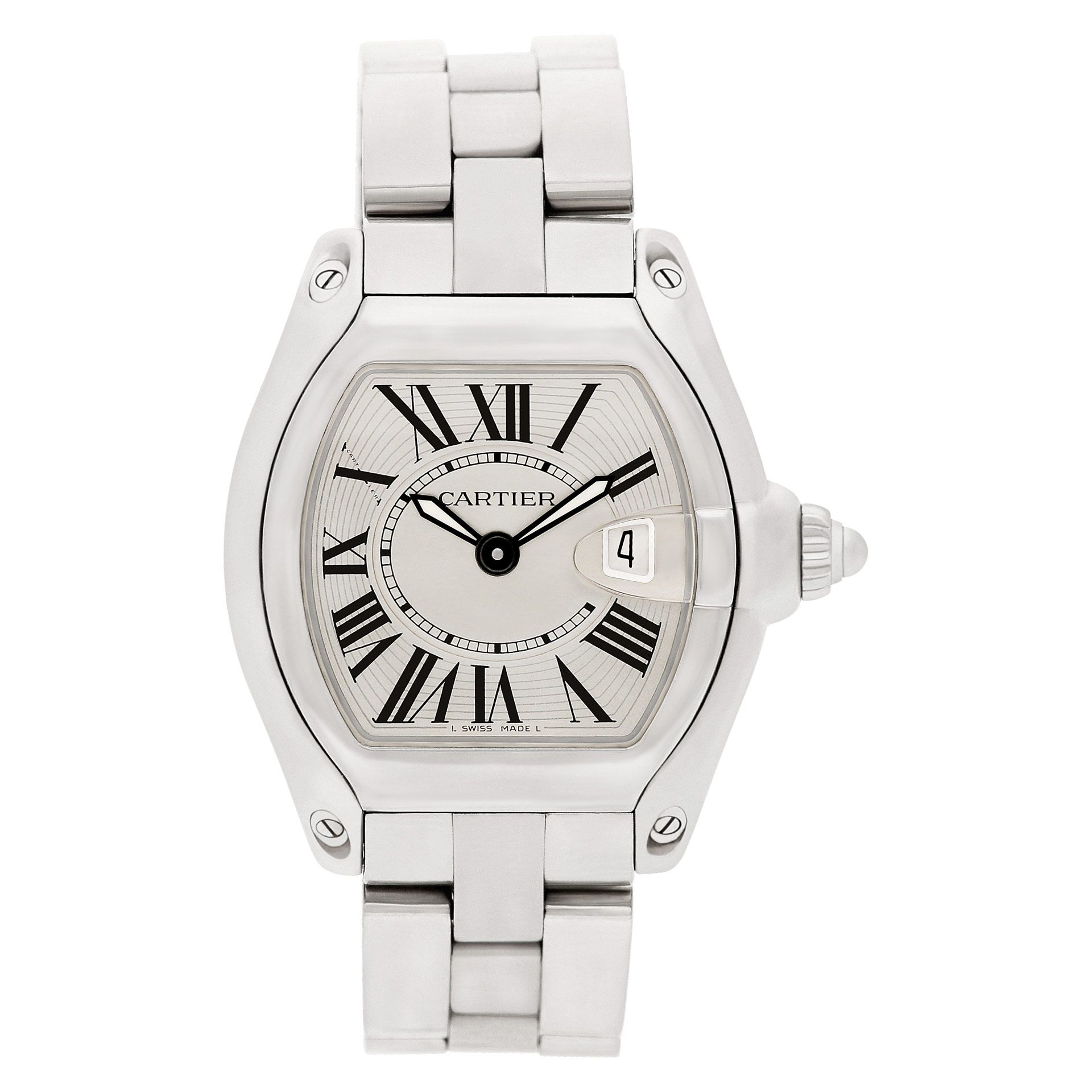〇 Cartier Rosdstar SM W62016V3 FZ8231 Cartier Roadster 30mm Roman Dial Steel Ladies Watch W62016V3