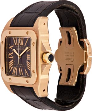 Cartier Santos 100 2792 18k rose gold 38mm auto watch