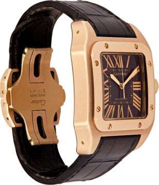 Cartier Santos 100 2792 18k rose gold 38mm auto watch