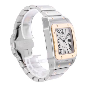 Cartier Santos 100 W200728G 2656 Steel & Yellow Gold Silver dial 38x51mm Auto