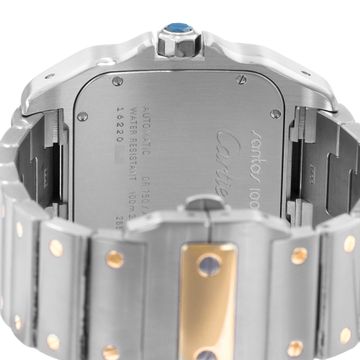 Cartier Santos 100 W200728G 2656 Steel & Yellow Gold Silver dial 38x51mm Auto