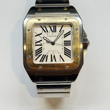 Cartier Santos 100 W200728G 2656 Steel & Yellow Gold Silver dial 38x51mm Auto