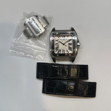 Cartier Santos 100 W20073X8 2656 Steel Silver dial 38x51mm Auto