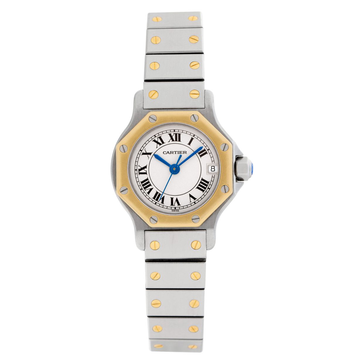 Pre-owned Cartier Santos 187903 Stainless Steel White dial display picture 1