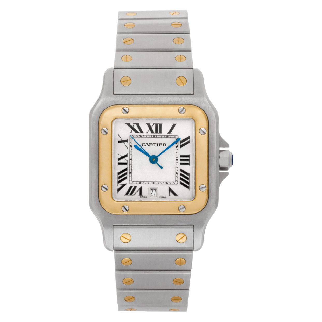 Pre-owned Santos 1566 Stainless Steel White dial 28mm Quartz