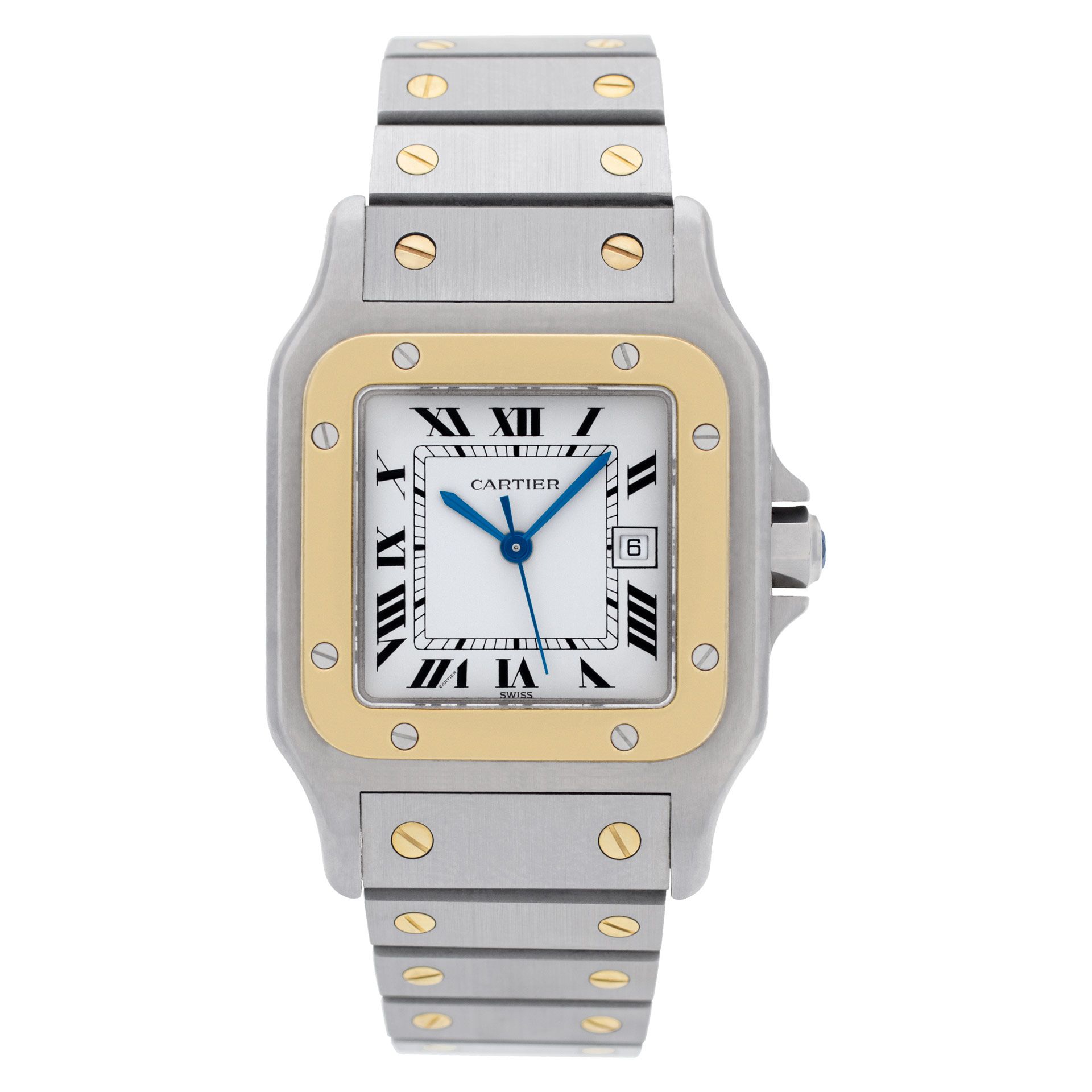 Cartier アナログ時計 シルバー Preowned Cartier Santos ac 23.80 Stainless Steel White dial
