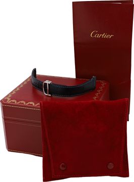 Cartier Santos 39.8mm in stainless steel with a metallic blue dial