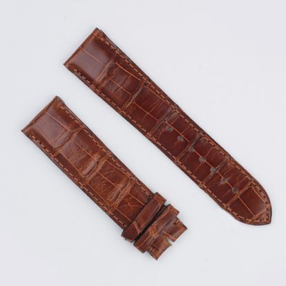 Cartier 別注 カーフストラップ 20/18mm タバコブラウン Cartier shiny brown alligator strap (20x18) | Gray & Sons Jewelers