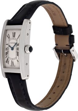 Cartier Tank Americaine 2489 18k White Gold White dial 19mm Quartz watch