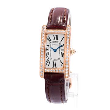 Cartier Tank Americaine WB707931 2503 Rose Gold Silver Dial 19x35 Quartz