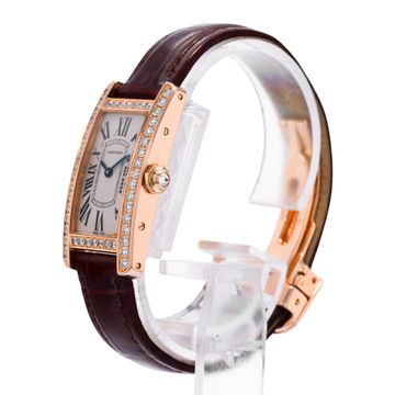 Cartier Tank Americaine WB707931 2503 Rose Gold Silver Dial 19x35 Quartz